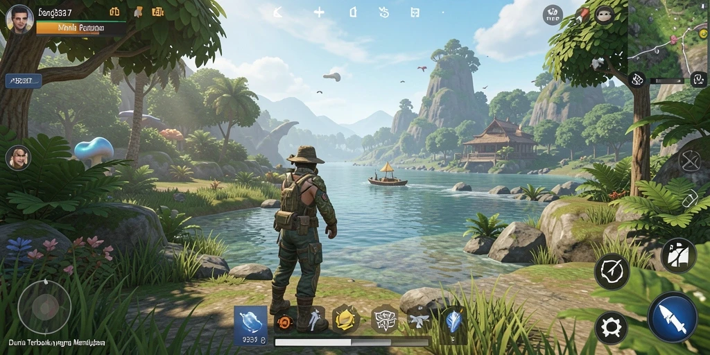 Screenshot gameplay menunjukkan eksplorasi mendalam di dunia terbuka.