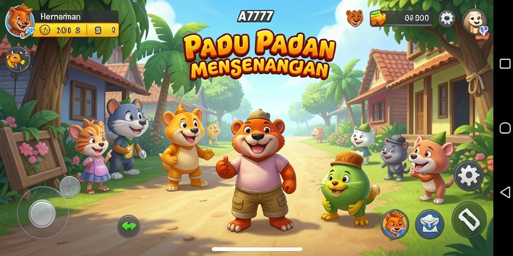 Tangkapan layar dari gameplay A7777 yang penuh warna.