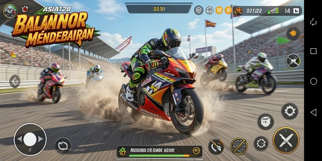 Gameplay seru balapan motor yang menegangkan dan seru.