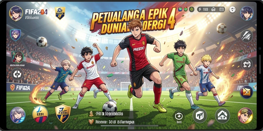 Screenshot menunjukkan karakter anime bertanding di lapangan.