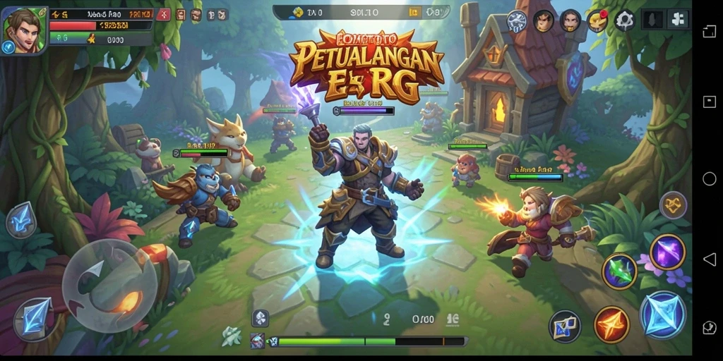 Screenshot gameplay FOMOTOTO yang menunjukkan pertarungan seru di dunia RPG.