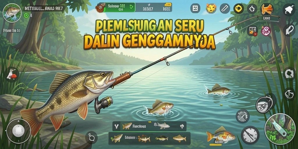 Menampilkan gameplay seru memancing ikan di RK77.