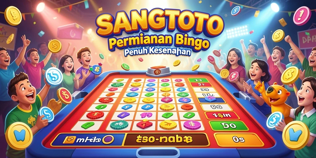 Tangkapan layar gameplay SANGTOTO yang menampilkan papan Bingo yang penuh warna.