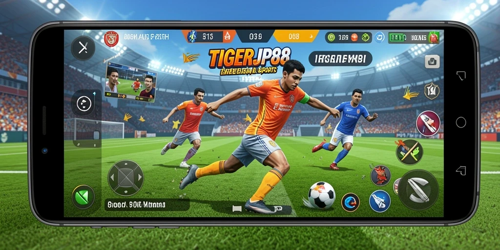 Screenshot utama dari TIGERJP88 yang menunjukkan aksi olahraga yang seru.