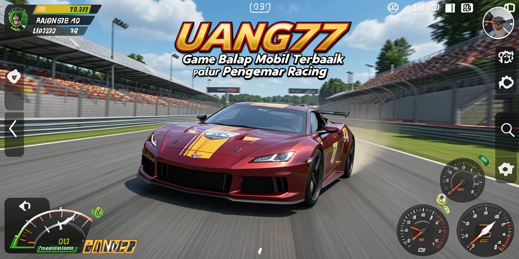 Screenshot gameplay UANG77 menunjukkan aksi balapan yang mendebarkan.
